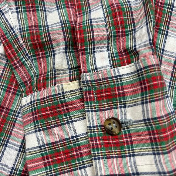 1970’s IZOD Plaid Blue crocodile Patch Button Front Shirt Size 12 - Picture 5 of 8
